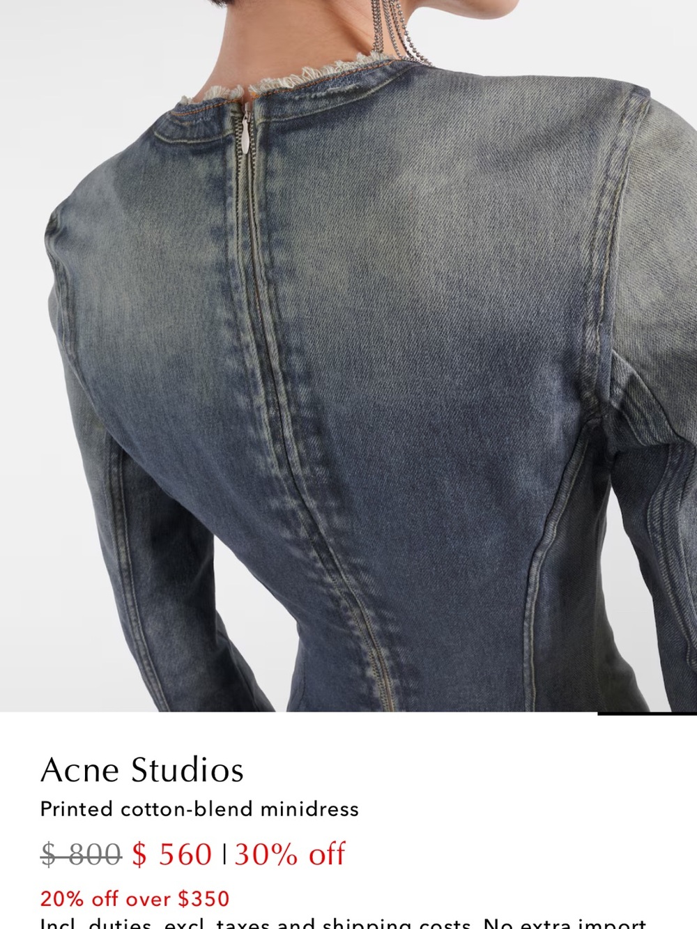 Acne Blue Faded Denim Mini Dress. Denim printed 97% cotton - Picture 9 of 13